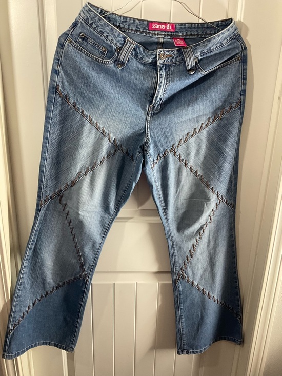 Zana Di Denim - Zana Di Light Blue Flare Jeans with Zigzag Stitch Panels
